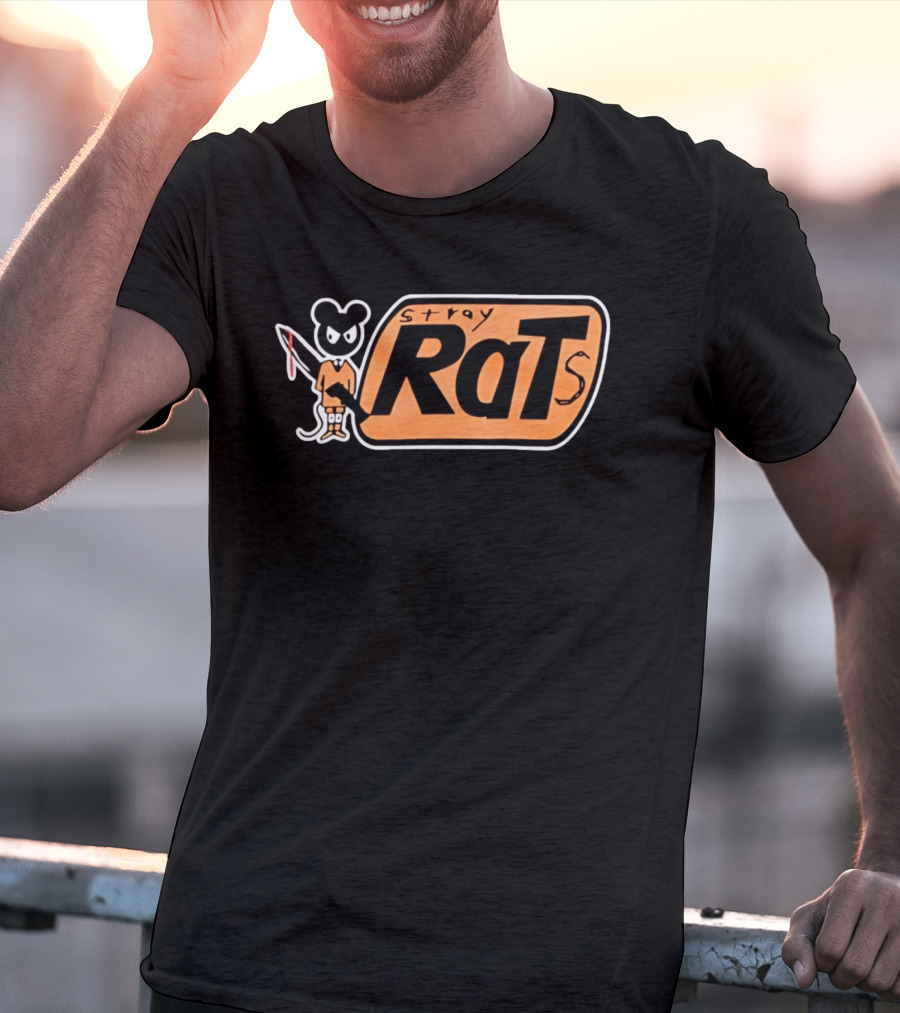 Stray Rats Bold Lettering With Cartoon T-Shirt