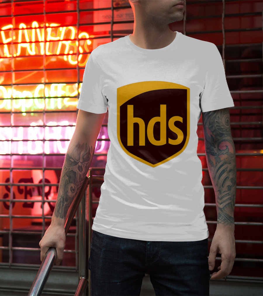 HDS Shield Emblem Brown And Yellow Branding T-Shirt