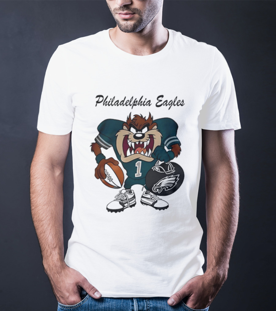 Philadelphia Eagles Taz Tasmanian Devil Football Player Cartoon T-Shirt