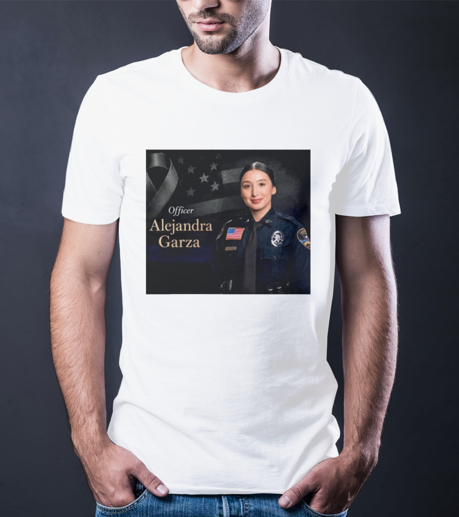 Officer Alejandra Garza Memorial Tribute With Flag And Ribbon T-Shirt
