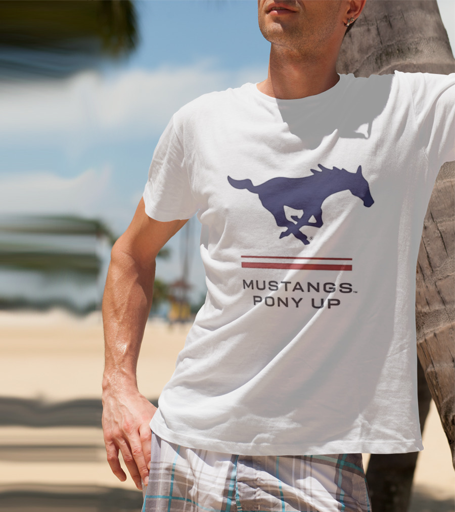 Southern Methodist University Mustangs Pony Up Text And Horse T-Shirt