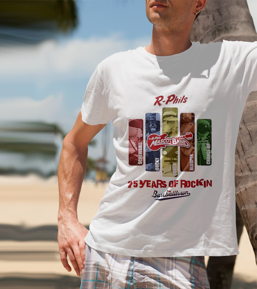 R Phils Mascot Band Screwball Bucky Quack Blooper Change Up 25 Years Of Rockin Baseballtown T-Shirt