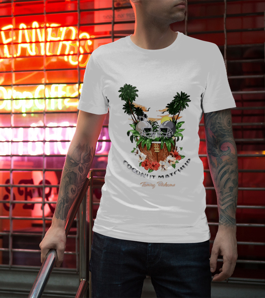 Tommy Bahama Coconut Matchup Football Tropical Palms Helmets Hibiscus T-Shirt