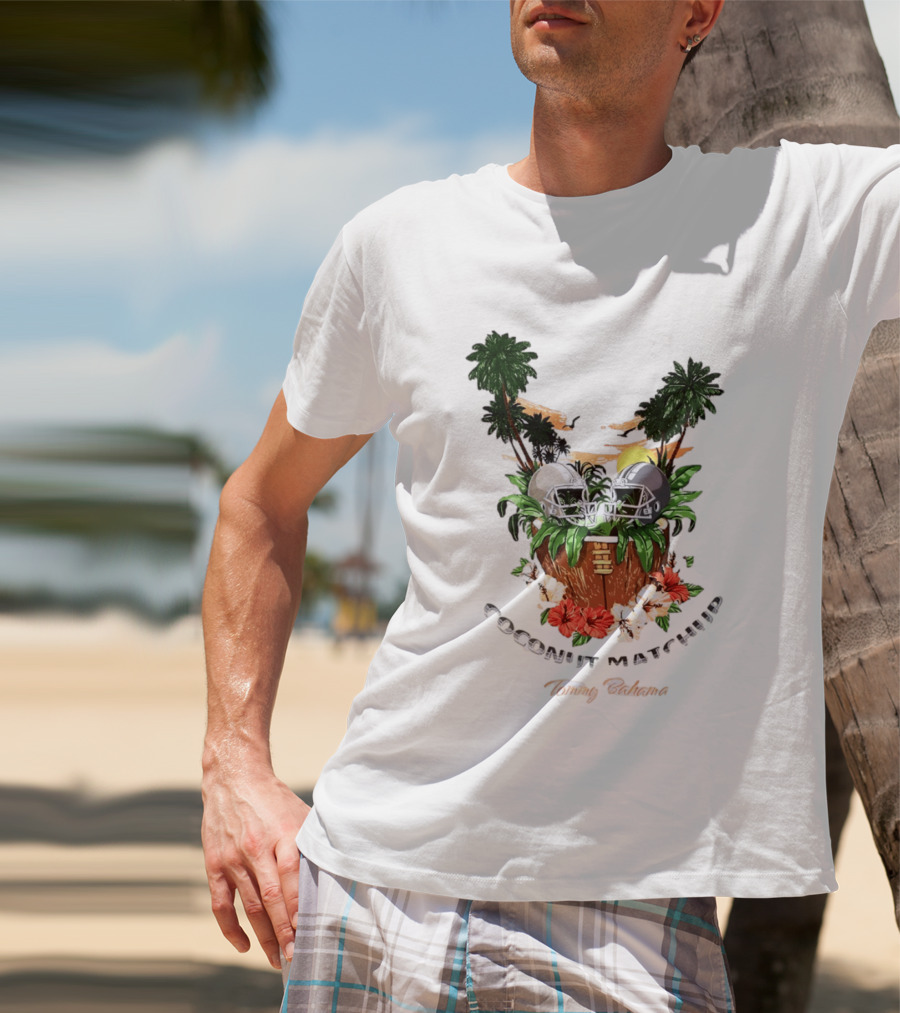 Tommy Bahama Coconut Matchup Football Tropical Palms Helmets Hibiscus T-Shirt