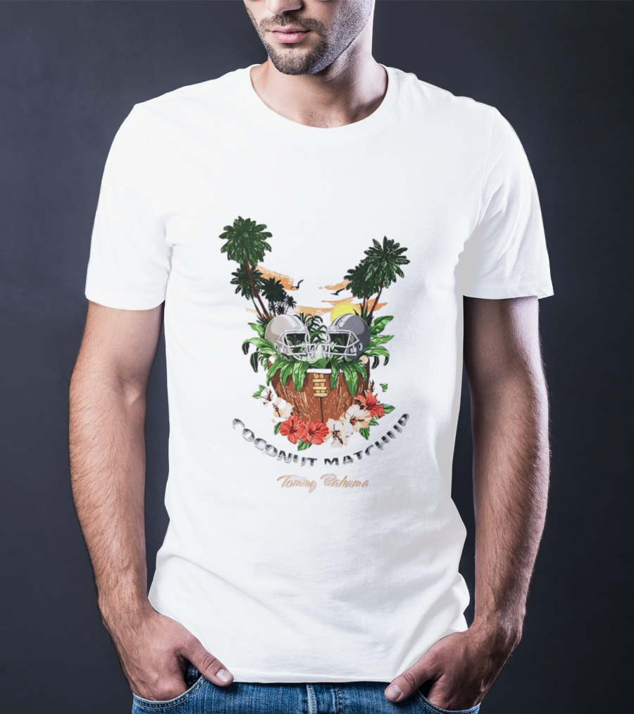 Tommy Bahama Coconut Matchup Football Tropical Palms Helmets Hibiscus T-Shirt