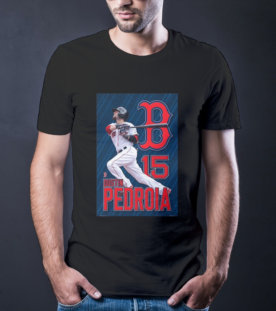 Dustin Pedroia Boston Red Sox 15 MLB Baseball Action T-Shirt