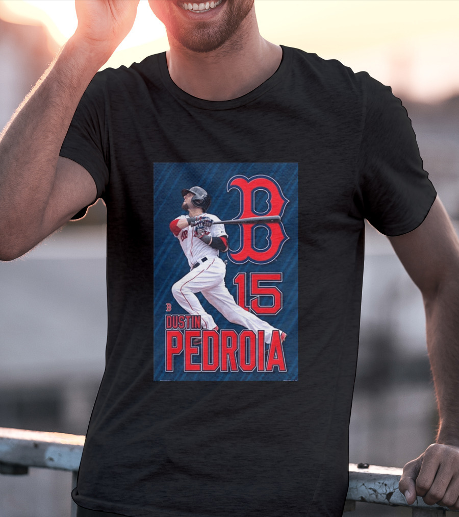 Dustin Pedroia Boston Red Sox 15 MLB Baseball Action T-Shirt