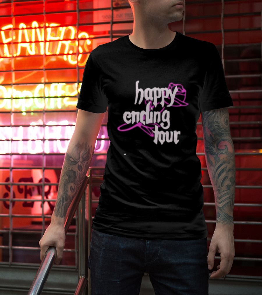 Bailey Rose Spinn Store Happy Ending Tour Trucker Hat Pink And White T-Shirt