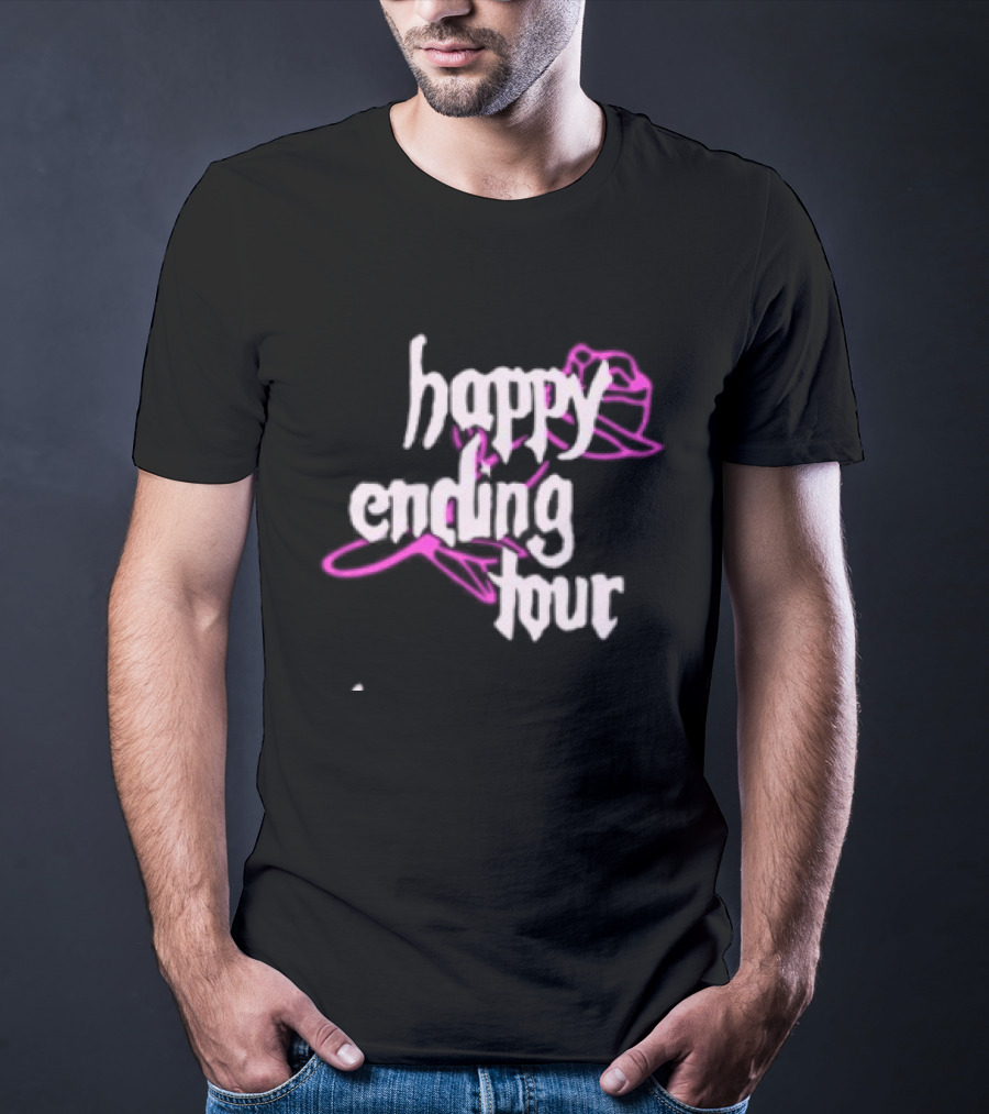 Bailey Rose Spinn Store Happy Ending Tour Trucker Hat Pink And White T-Shirt