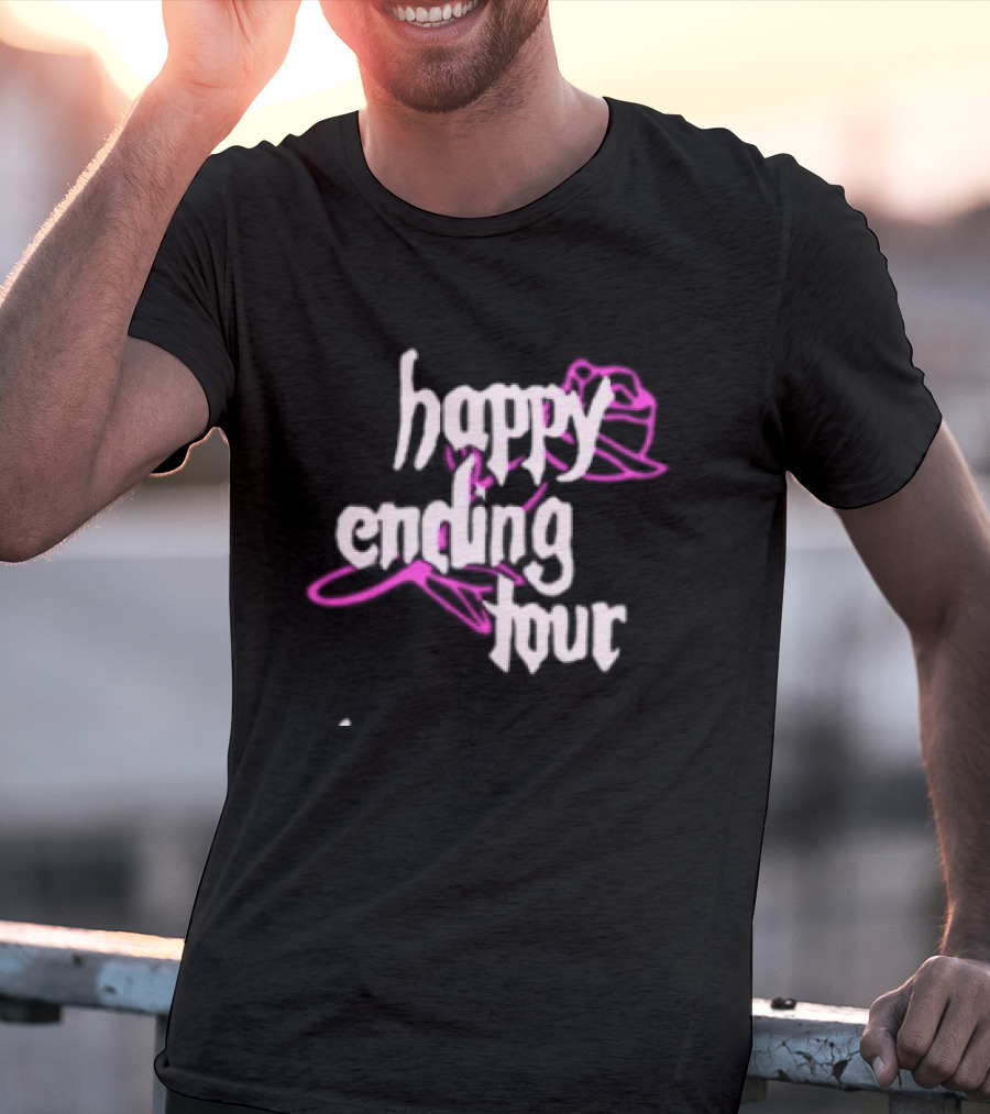 Bailey Rose Spinn Store Happy Ending Tour Trucker Hat Pink And White T-Shirt