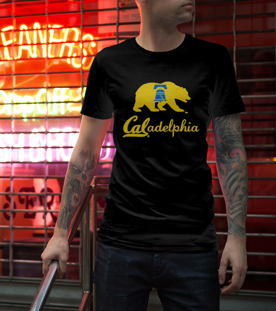 Caladelphia California Bear With Liberty Bell T-Shirt