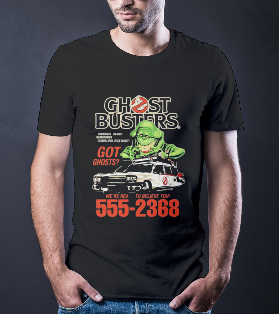 Ghostbusters Got Ghosts Ecto 1 Slimer We're Ready To Believe You 555 2368 T-Shirt