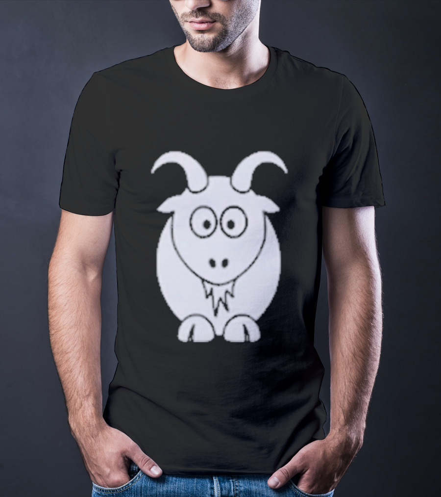 Cartoon Goat With Horns Cute Animal T-Shirt