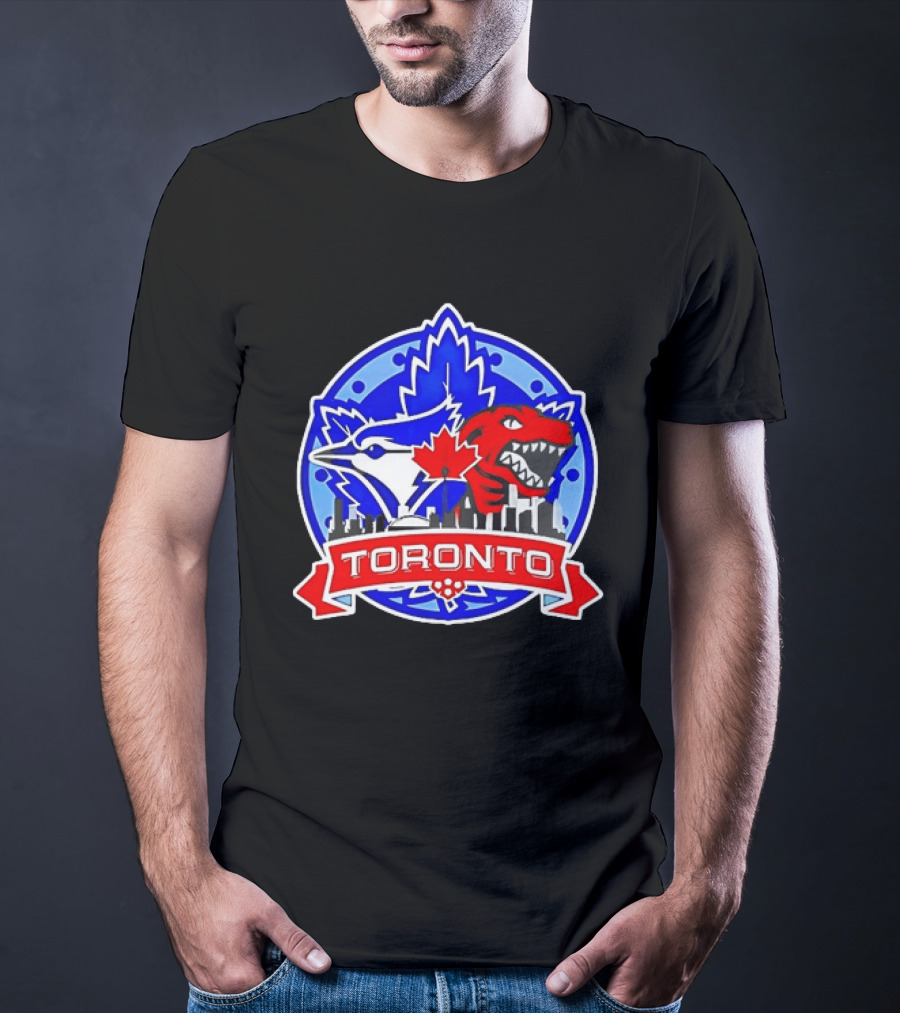 Toronto Raptors Blue Jays City Skyline Canada Leaf T-Shirt