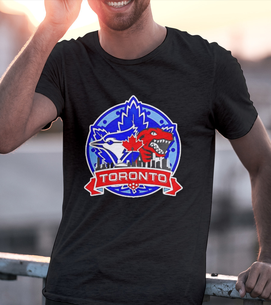 Toronto Raptors Blue Jays City Skyline Canada Leaf T-Shirt