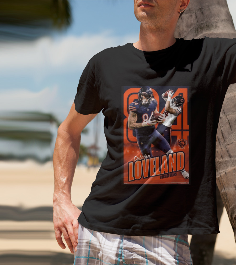 Colston Loveland 84 Chicago Bears Football Action T-Shirt