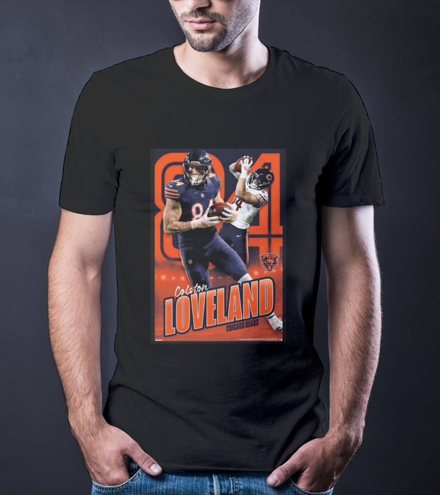 Colston Loveland 84 Chicago Bears Football Action T-Shirt