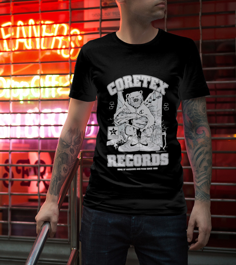 Coretex Records Home Of Hardcore And Punk Bear Illustration Since 1988 T-Shirt