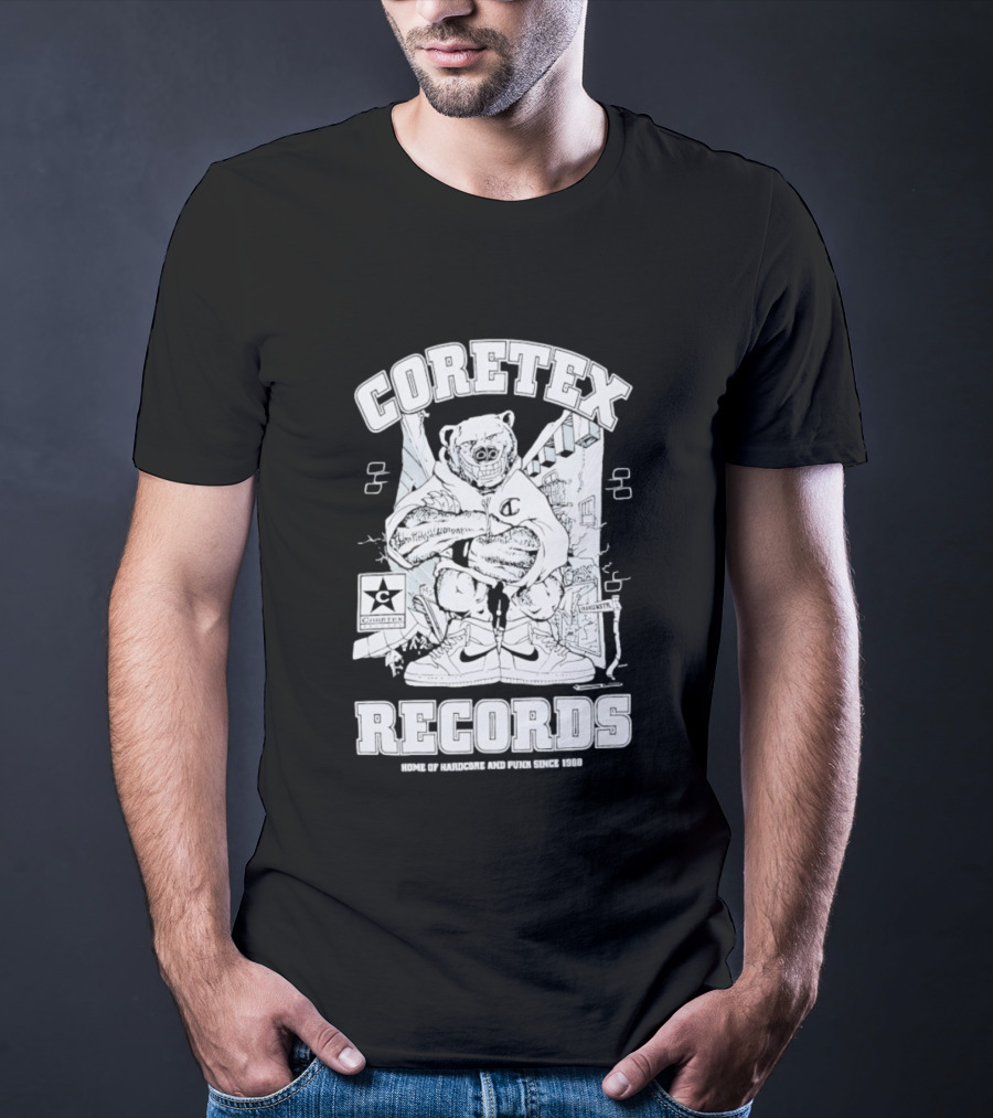 Coretex Records Home Of Hardcore And Punk Bear Illustration Since 1988 T-Shirt