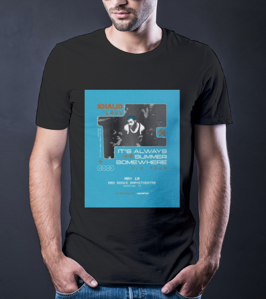 Khalid Lauv It's Always Summer Somewhere US Tour 2026 May 18 Red Rocks Amphitheatre Morrison CO Live Nation T-Shirt
