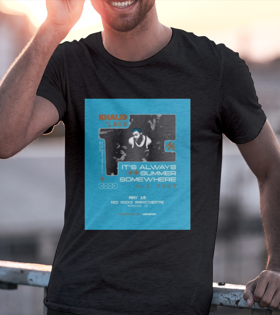 Khalid Lauv It's Always Summer Somewhere US Tour 2026 May 18 Red Rocks Amphitheatre Morrison CO Live Nation T-Shirt