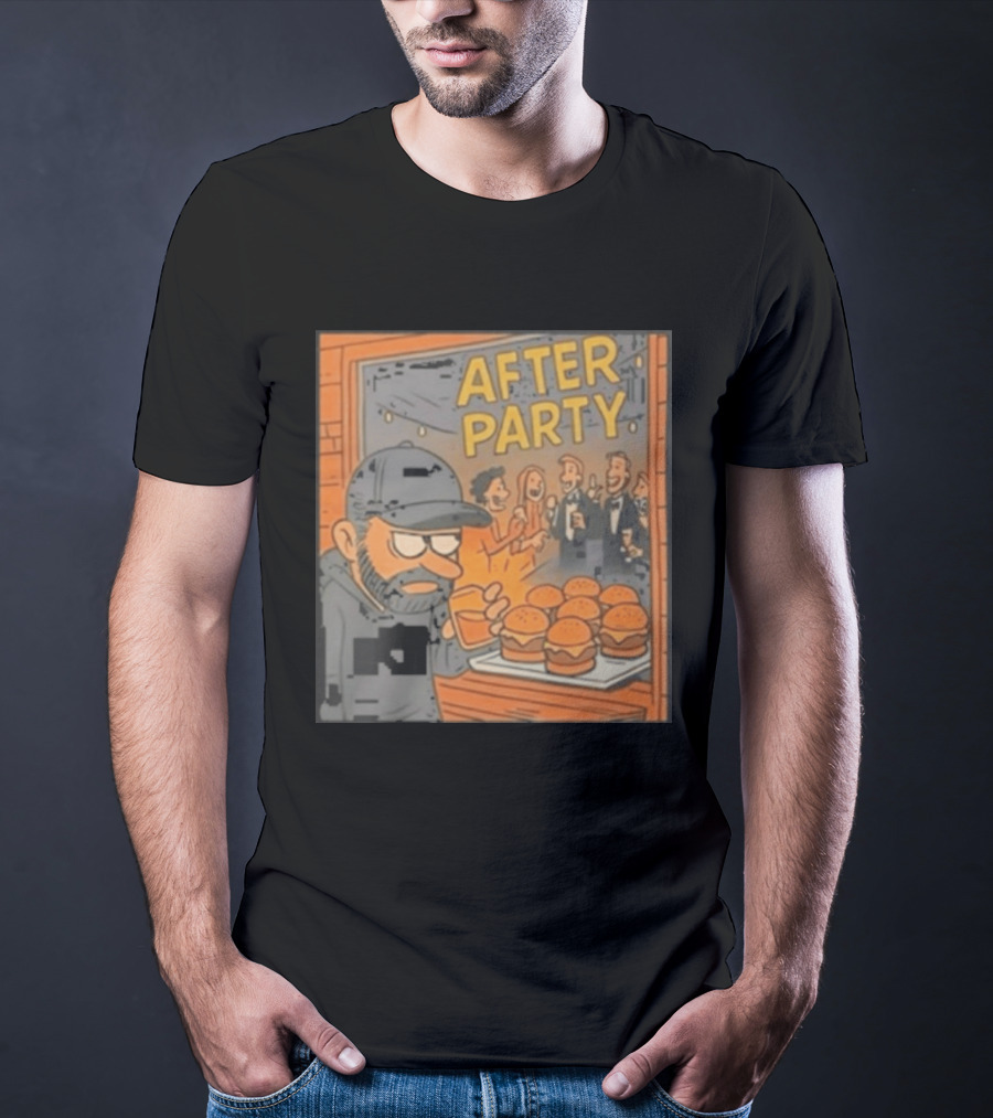 After Party Burger Cartoon With Drink In Hand T-Shirt