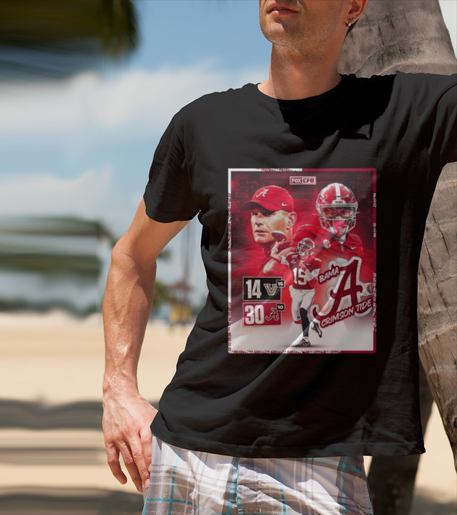 Crimson Tide Triumph Over Vanderbilt 30 14 Featuring Head Coach Kalen DeBoer And Jalen Milroe T-Shirt