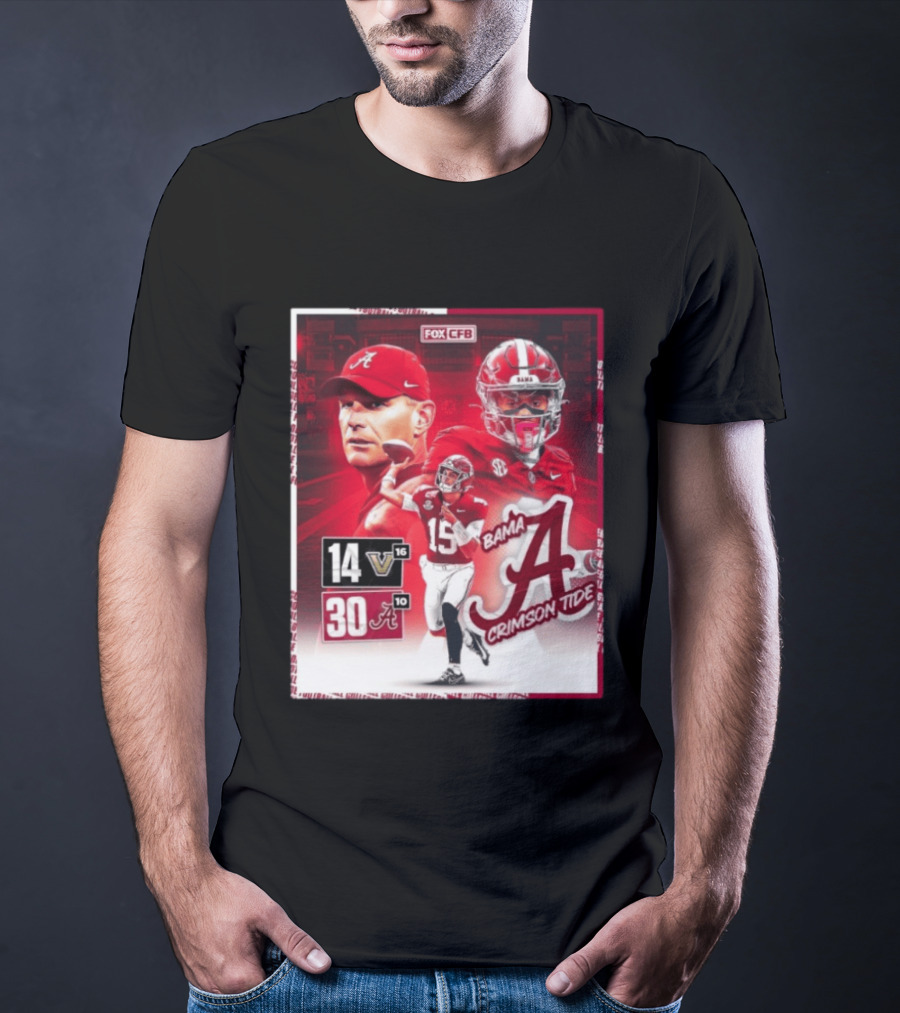 Crimson Tide Triumph Over Vanderbilt 30 14 Featuring Head Coach Kalen DeBoer And Jalen Milroe T-Shirt