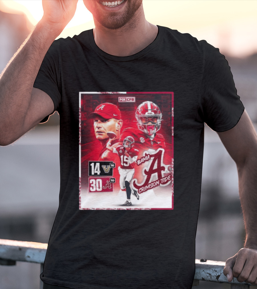 Crimson Tide Triumph Over Vanderbilt 30 14 Featuring Head Coach Kalen DeBoer And Jalen Milroe T-Shirt