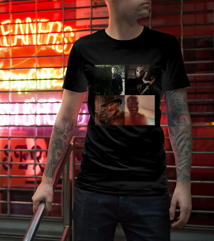 Perez Hilton Icons Horror Movie Legends Freddy Jason Michael Myers T-Shirt