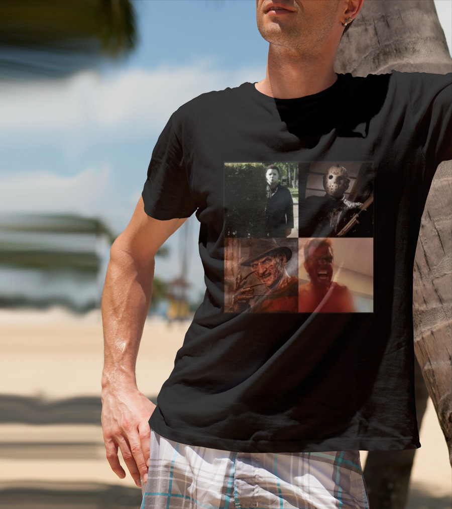 Perez Hilton Icons Horror Movie Legends Freddy Jason Michael Myers T-Shirt