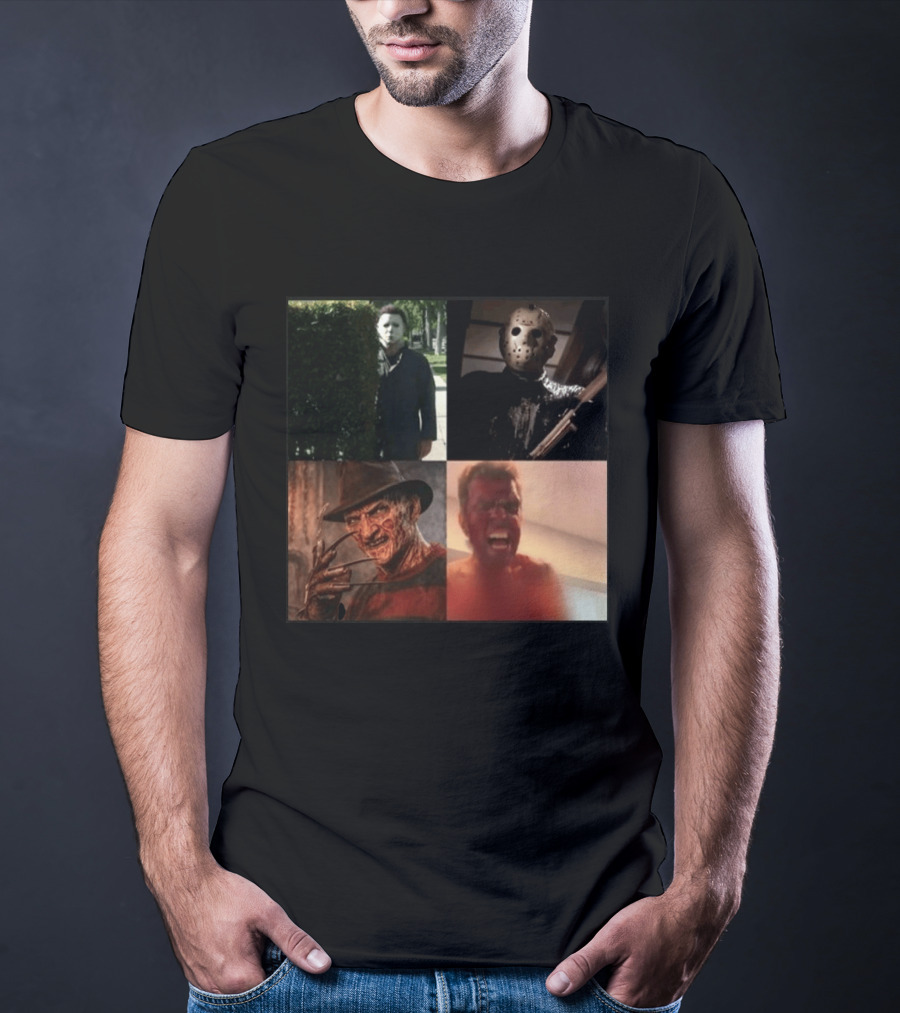 Perez Hilton Icons Horror Movie Legends Freddy Jason Michael Myers T-Shirt