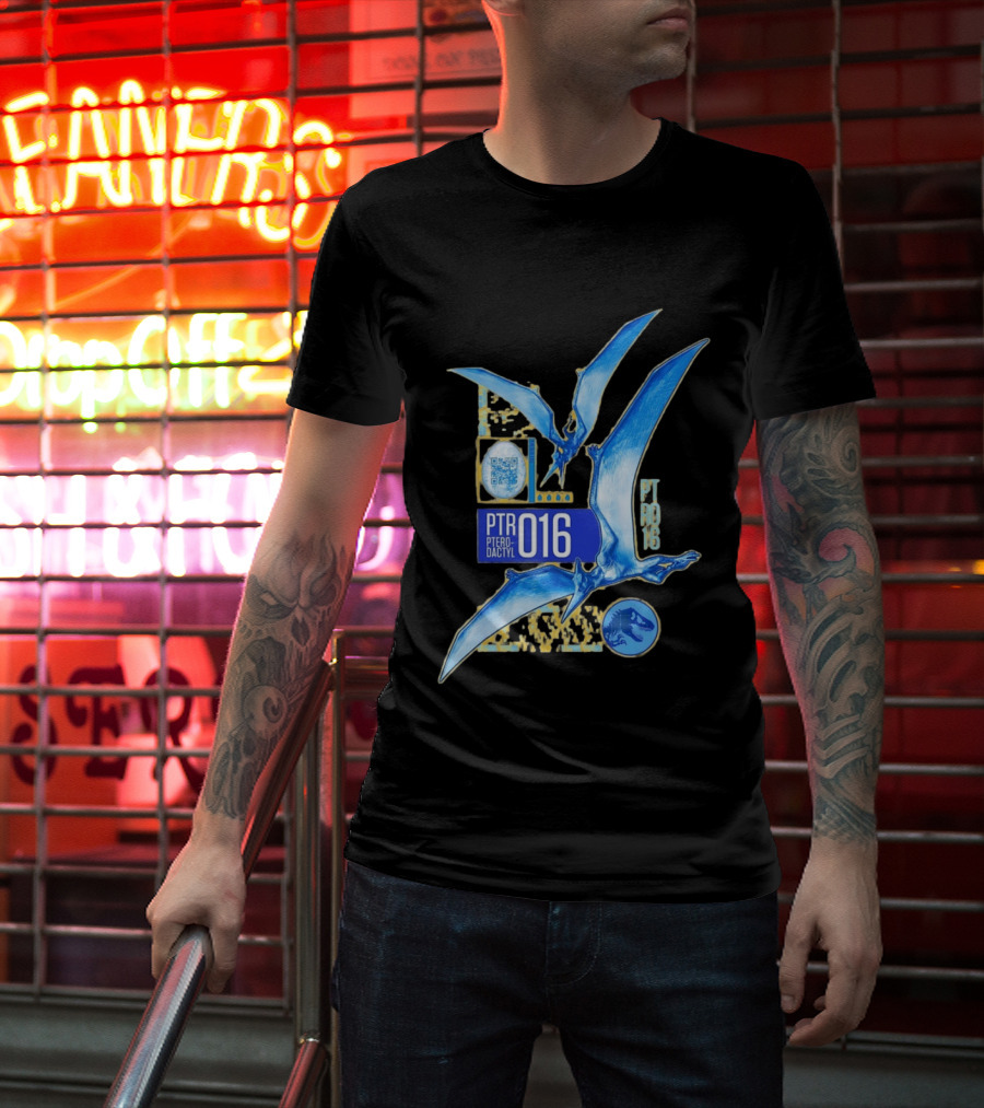 PTR 016 Pterodactyl Dinosaur Prehistoric QR Code Rex T-Shirt