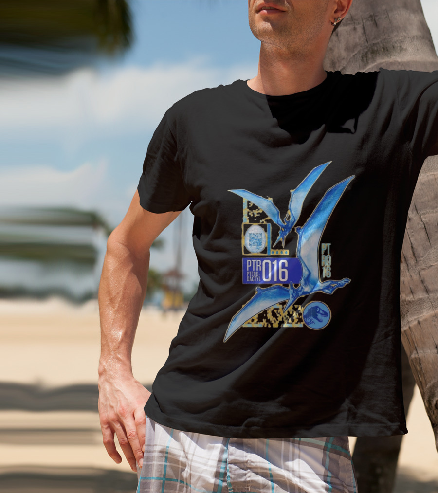 PTR 016 Pterodactyl Dinosaur Prehistoric QR Code Rex T-Shirt