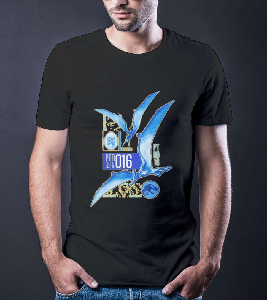 PTR 016 Pterodactyl Dinosaur Prehistoric QR Code Rex T-Shirt