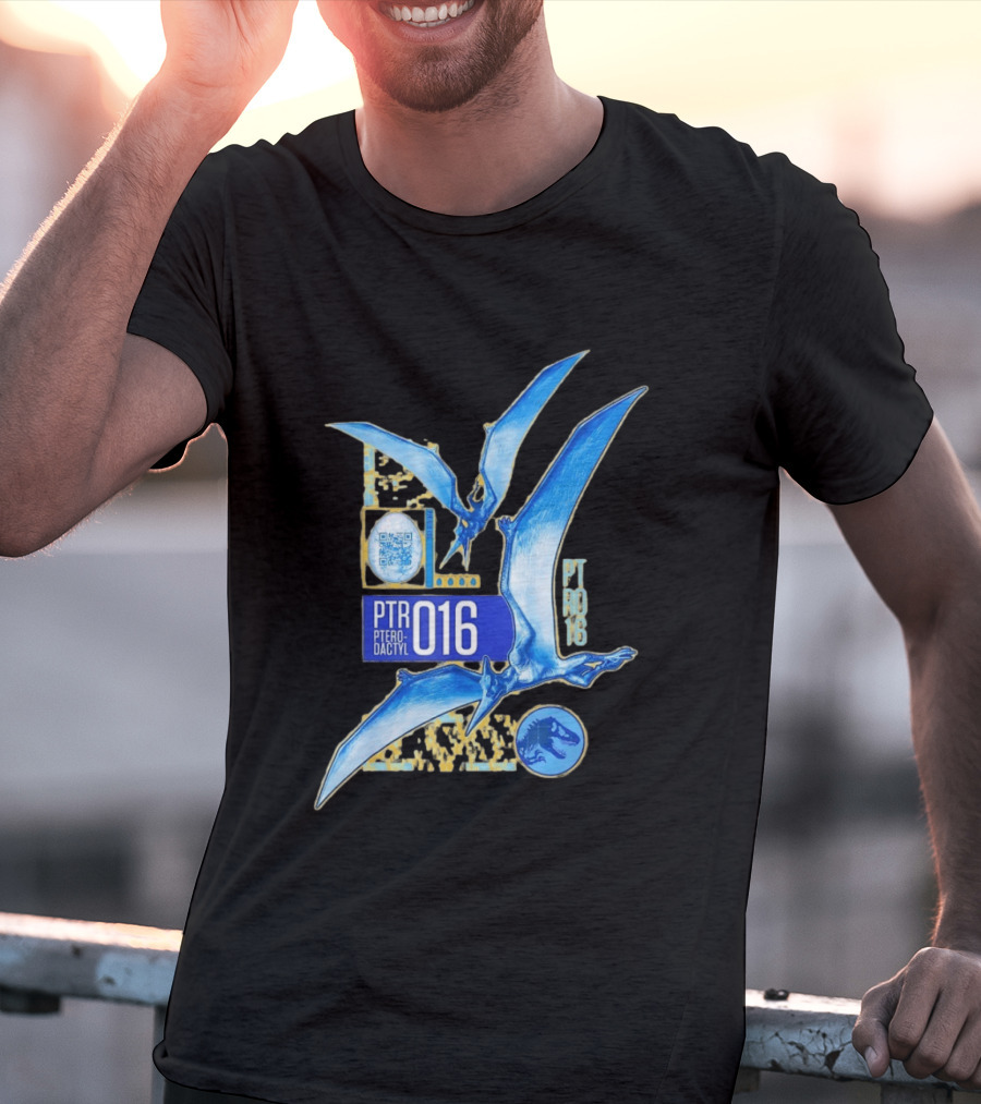 PTR 016 Pterodactyl Dinosaur Prehistoric QR Code Rex T-Shirt