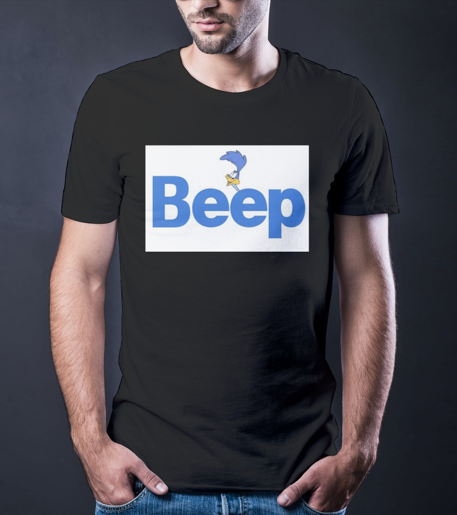 Looney Tunes Road Runner Beep Text Featuring Iconic Cartoon T-Shirt