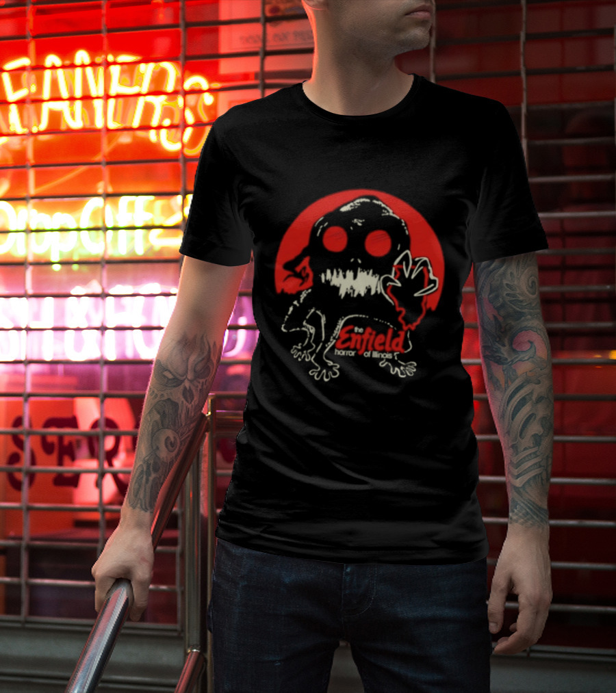 Enfield Horror Cryptid Creature Illustration With Red Circle T-Shirt