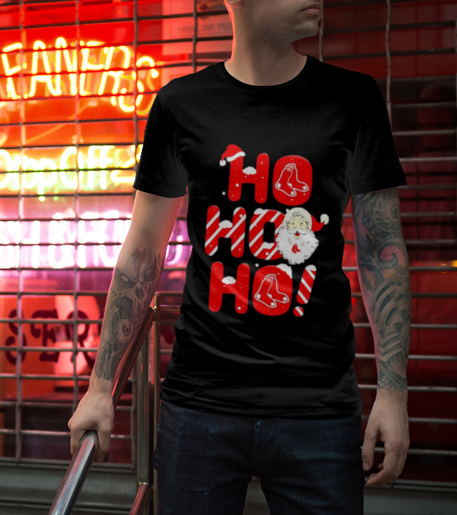 Boston Red Sox Santa Claus Ho Ho Ho Merry Christmas T-Shirt