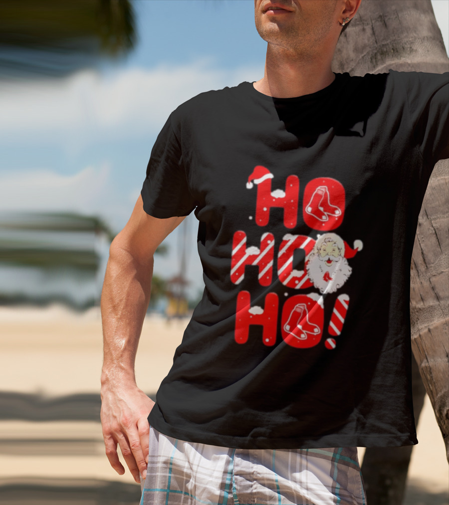 Boston Red Sox Santa Claus Ho Ho Ho Merry Christmas T-Shirt