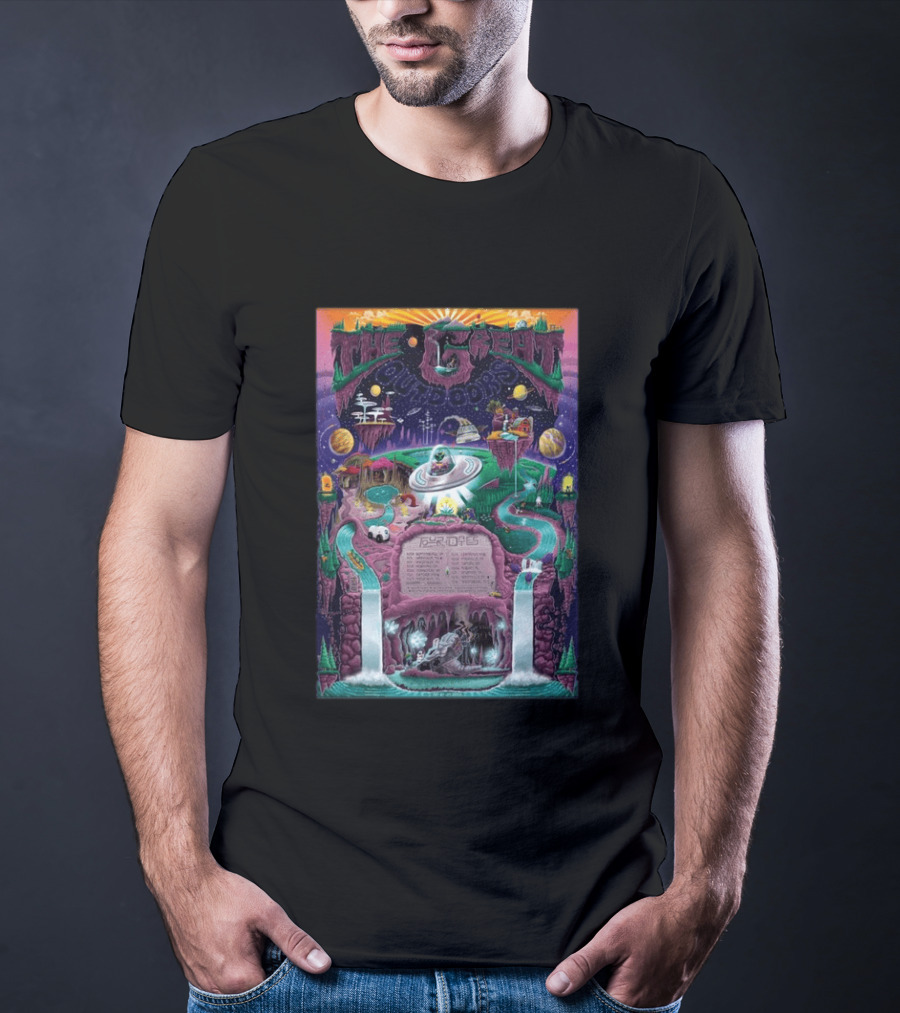 The Great Outdoors Fall Tour 2026 Cosmic Adventure Spaceships Waterfalls Planets T-Shirt