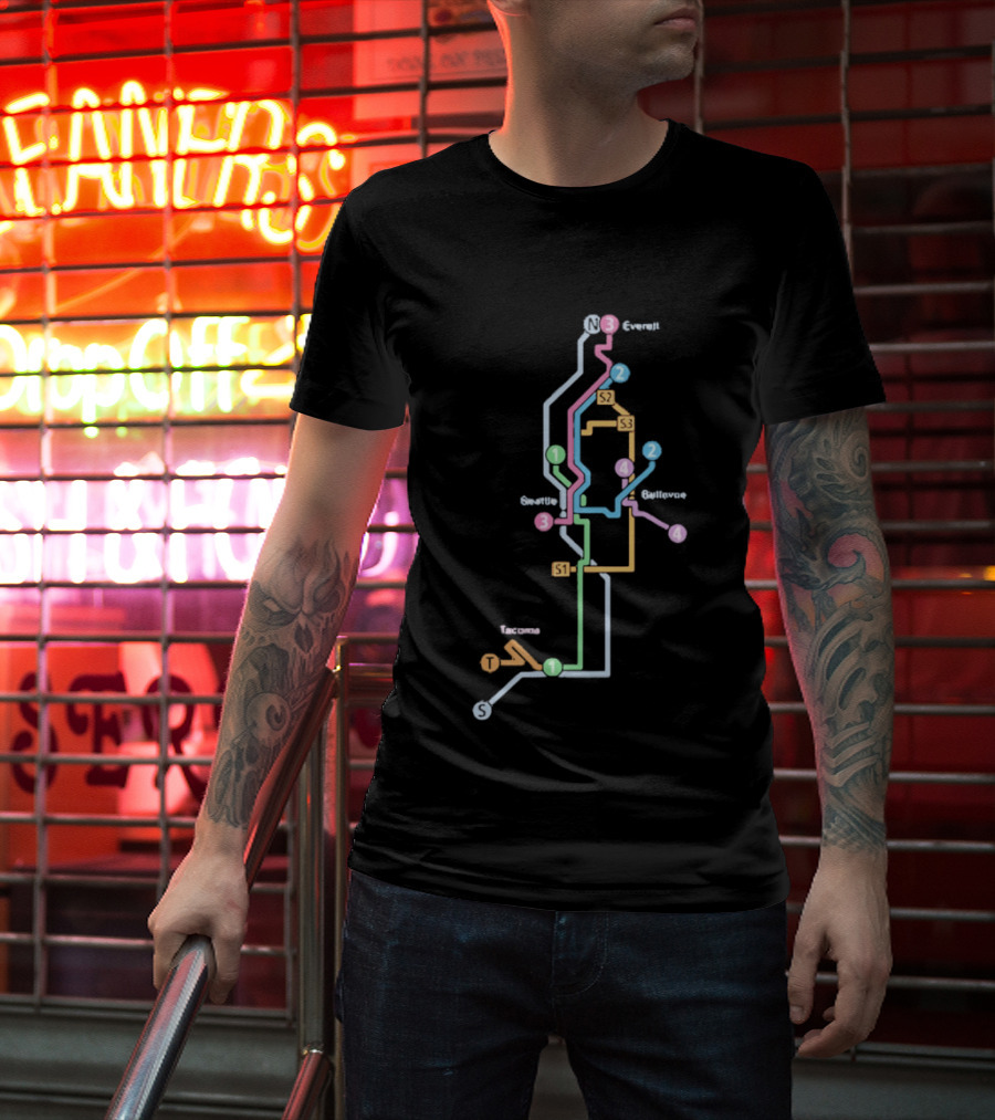 Seattle Tacoma Everett Bellevue Transit Map S1 S2 S3 Route Lines T-Shirt