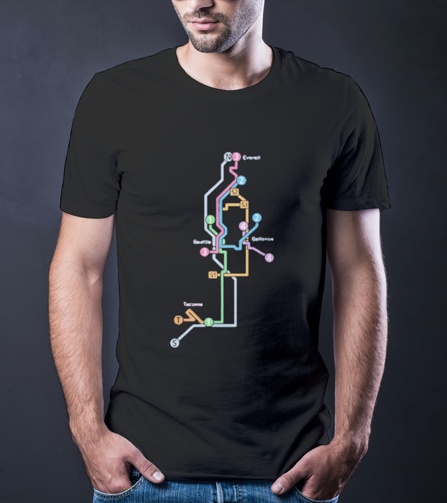 Seattle Tacoma Everett Bellevue Transit Map S1 S2 S3 Route Lines T-Shirt