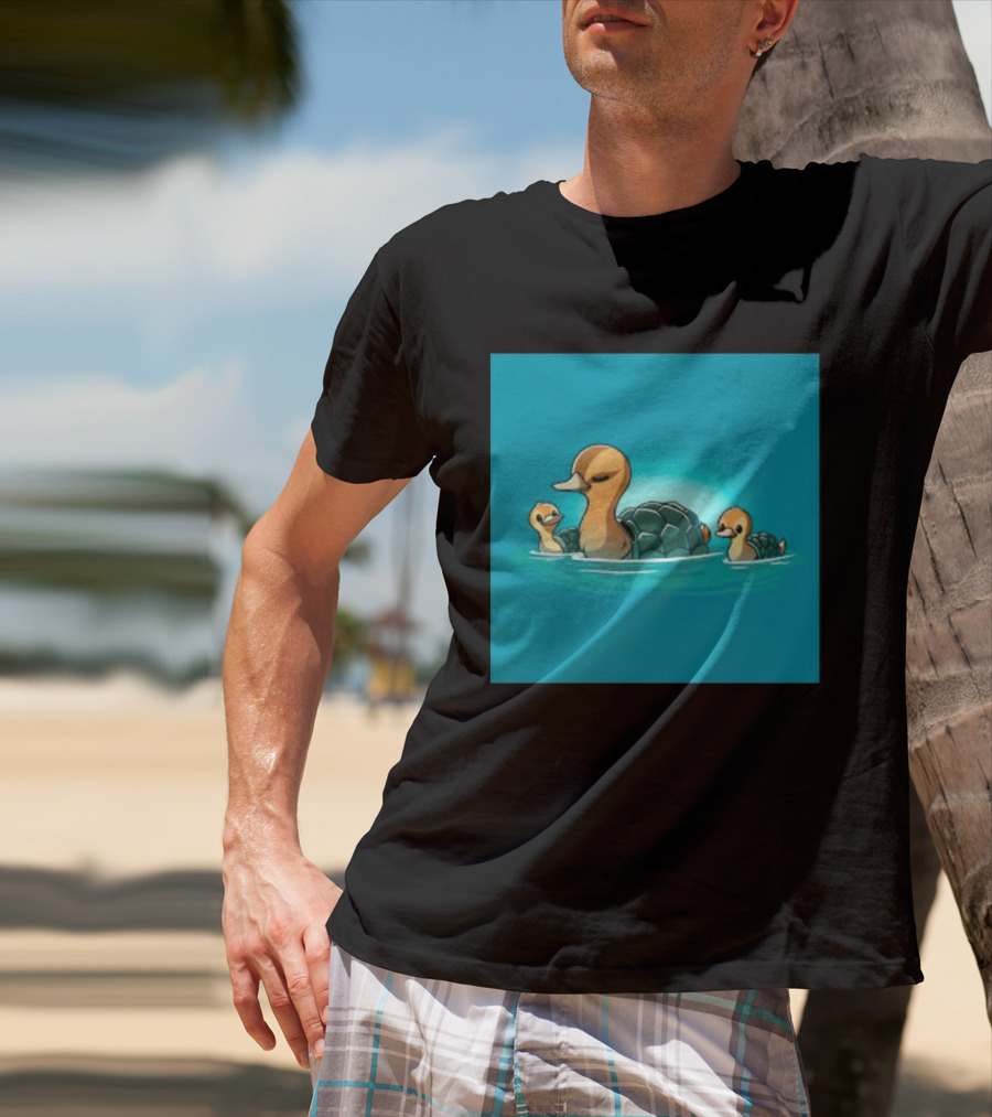 Turtle Ducks Swimming Cute Playful Hybrid Creatures T-Shirt