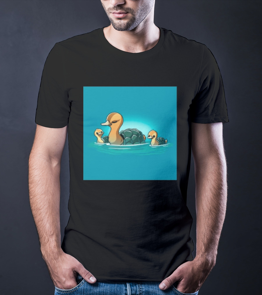 Turtle Ducks Swimming Cute Playful Hybrid Creatures T-Shirt