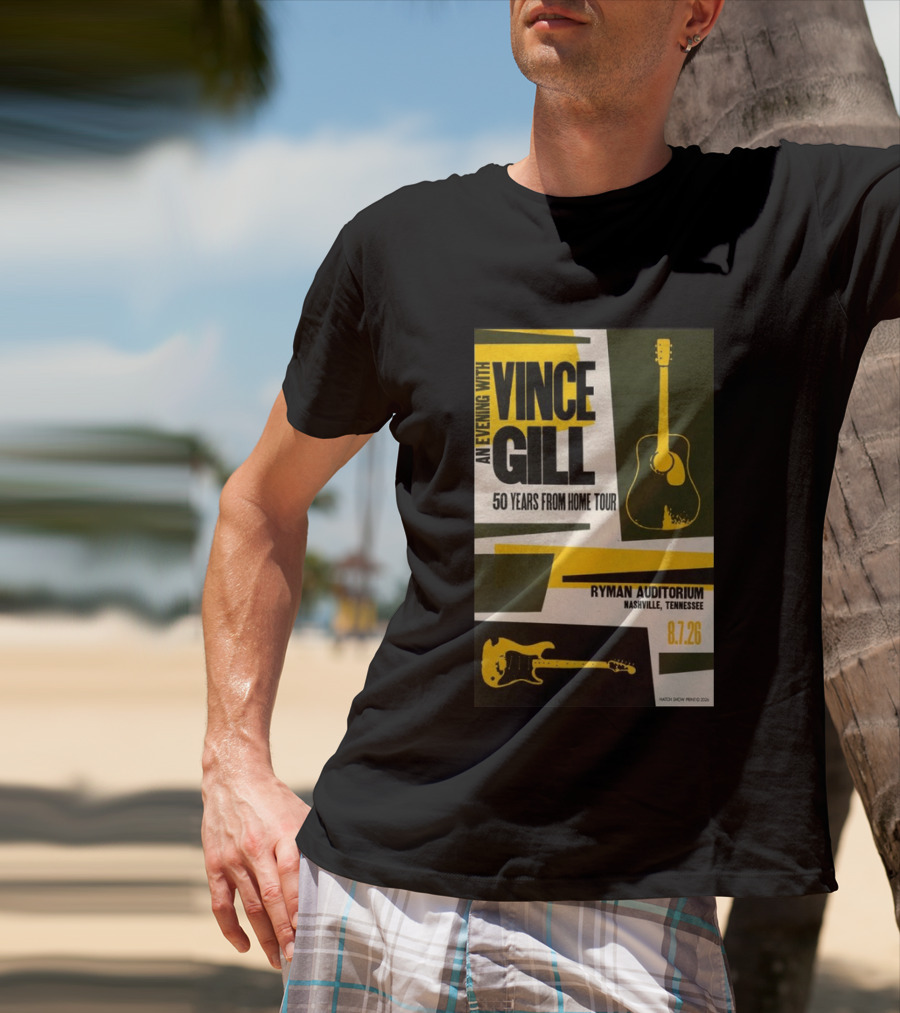 An Evening With Vince Gill 50 Years From Home Tour Ryman Auditorium Nashville August 7 2026 T-Shirt