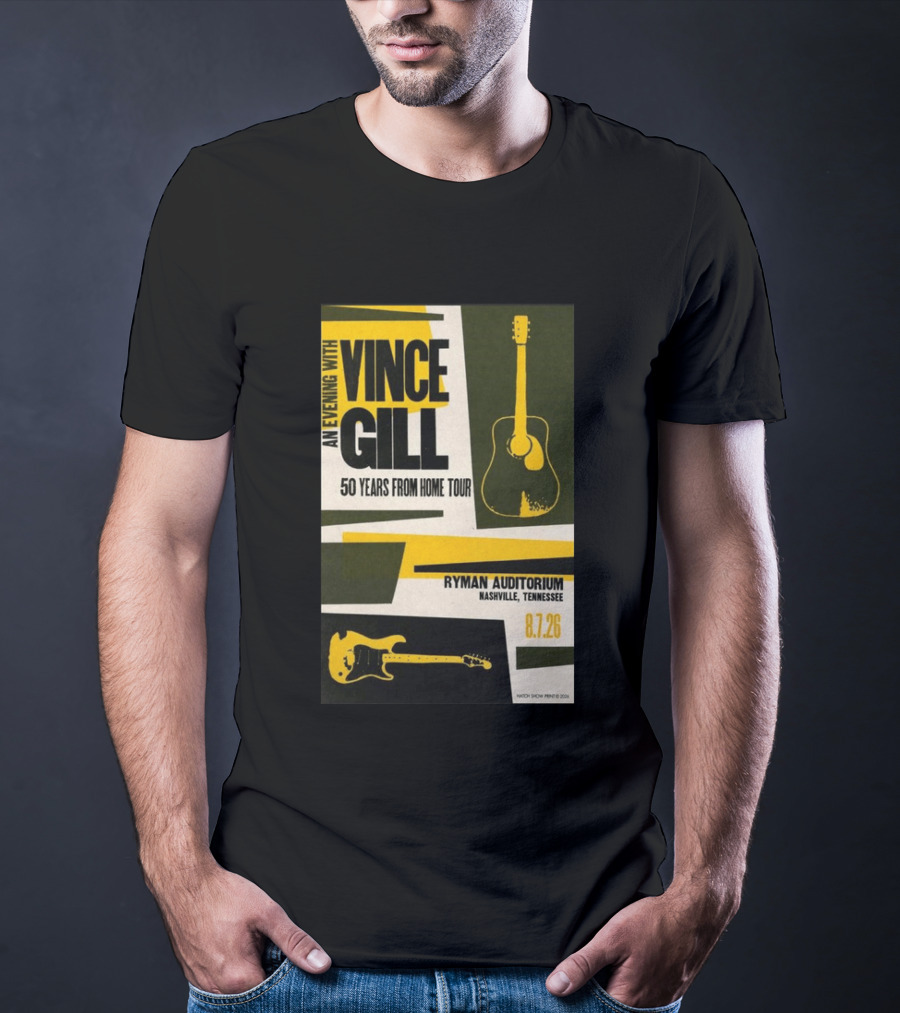 An Evening With Vince Gill 50 Years From Home Tour Ryman Auditorium Nashville August 7 2026 T-Shirt