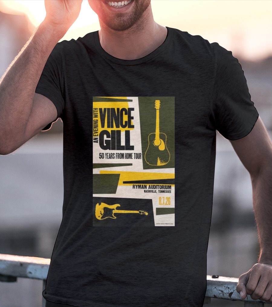 An Evening With Vince Gill 50 Years From Home Tour Ryman Auditorium Nashville August 7 2026 T-Shirt