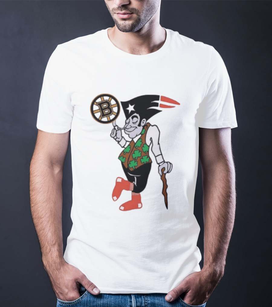 Boston All Sport Team Vintage Mascot With Clover And Cane T-Shirt