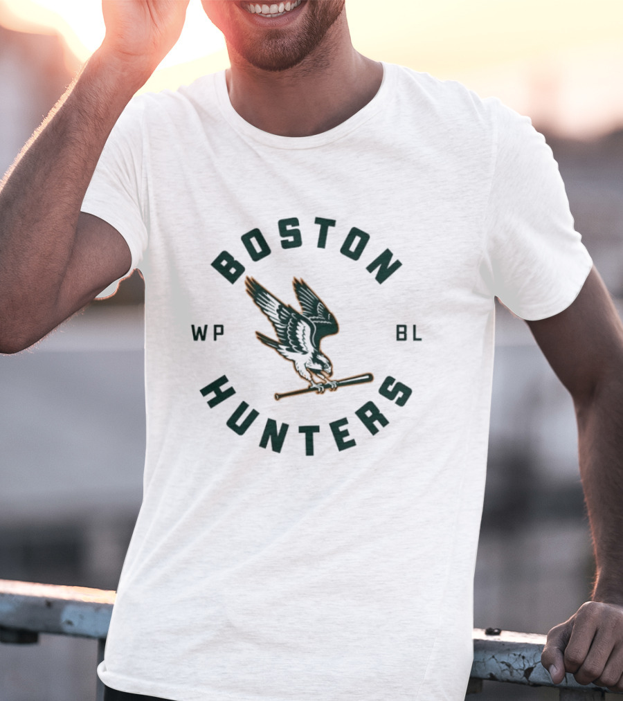 Boston Hunters WP BL Baseball Team Falcon And Bat T-Shirt